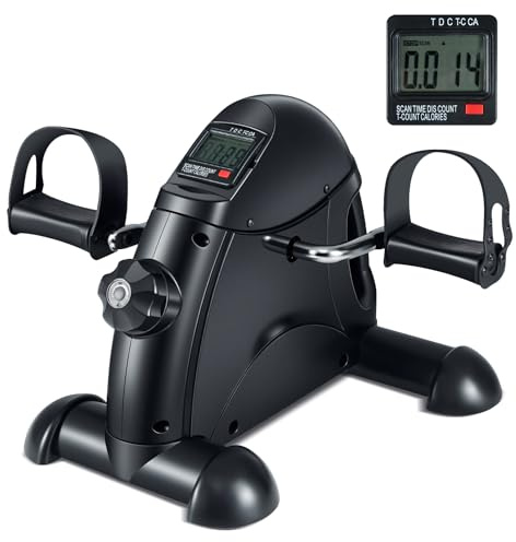 COSTWAY Pedaltrainer für Senioren, Arm und Beintrainer unter dem Schreibtisch, Heimtrainer mit verstellbarem Widestand & LCD-Anzeige, 100 kg belastbar, Mini Bike für Zuhause, Büro (Schwarz)