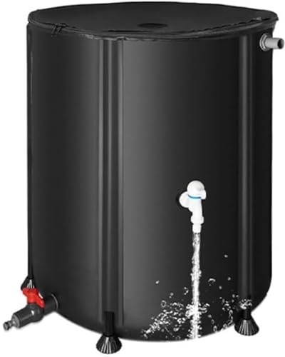 Serbatoio dell'acqua pieghevole – Sistema portatile per la pioggia con parte superiore in rete, supporto per becco, rubinetto e copertura con cerniera per una raccolta efficiente dell'acqua da