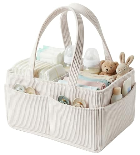 Panier à couches, organisateur de table à langer, grand panier de rangement pour chambre d'enfant pour la station à langer, cadeau de bébé et indispensable sur la liste de souhaits, essentiels pour