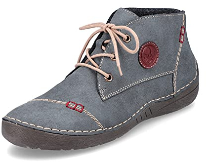 Rieker Zapatos cómodos para mujer 52540, zapatos con cordones para mujer, Azul 14, 37 EU