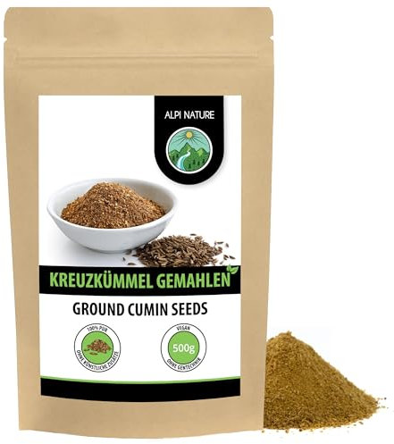 Alpi Nature Cumin Graines Moulues 500g, Graines Cumin Moulues en Poudre pour la Cuisine