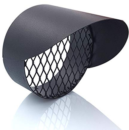 TYGERIX® Tubo de escape horizontal de 100 mm, negro, de acero inoxidable, resistente al calor, con gorro para lluvia y espiral para romper el hielo, para estufas, calderas y chimeneas