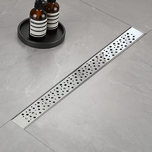 Duschrinne, italienisch, Blasen, Duschrinne, 70 cm, Duschrinne aus Edelstahl mit Siphon und Filter