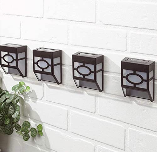 ALAYSTAR Premium Pack of 4 LED Garden Solar Fence Lights – Ideal for Fence Patio Path Yard Landscape Walkways Sheds Deck Lighting etc