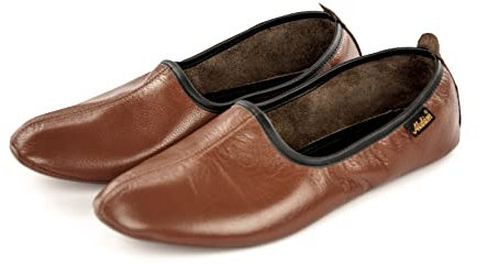 Echtes Halal-Leder, handgefertigte Schuhe für Tawaf und Umrah oder Zuhause, Hausschuhe, Islam Mest, braun, 38/40 EU
