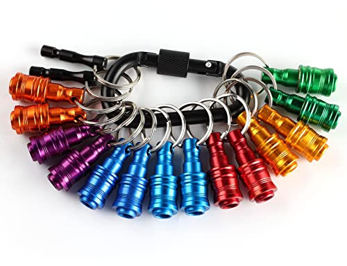 Katerk Tragbarer Bithalter, Schlüsselanhänger, leicht, 6,35 mm, Sechskantschaft, Bohrschraube, Adapter, Schnellwechsel, Schraubendreher, Elektriker-Werkzeug-Organizer, 16 Stück