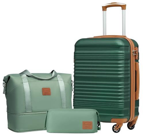 COOLIFE Koffer Set 3 Teilig: Luggage Set Groß 28‘’ + Reisetasche & Kulturtasche | ABS Hartschale, 360° Rollen & TSA-Schloss Für Europa, Kreuzfahrt & Auslandsstudium – Familienurlaub Essentials