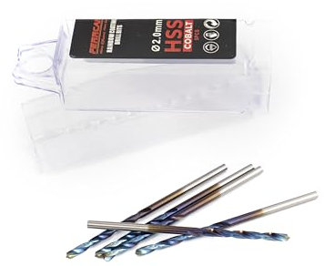 Ferrcan Brocas para metal HSS DIN338 M35 5% cobalto acabado rainbow para taladros en acero inoxidable, hierro y otros metales paquete de 5 unidades por medida (2mm)