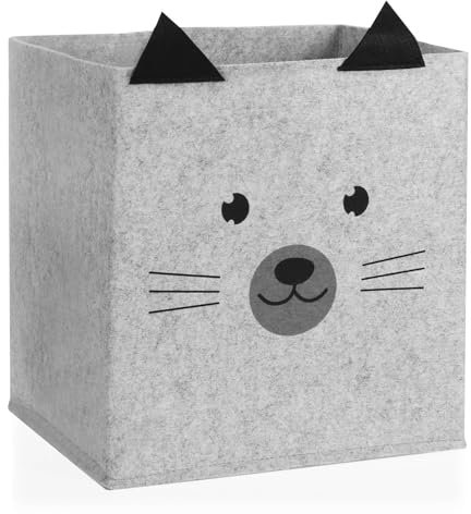 com-four® scatola portaoggetti - cestino per prodotti per bambini, libri o giocattoli - scatola portaoggetti senza coperchio - cestino per camera dei bambini con faccia di animale (1 pezzo - cane)