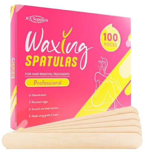 JFA Supplies Wooden Waxing Spatulas Wax Applicator Sticks for Hair Removal Box of 100