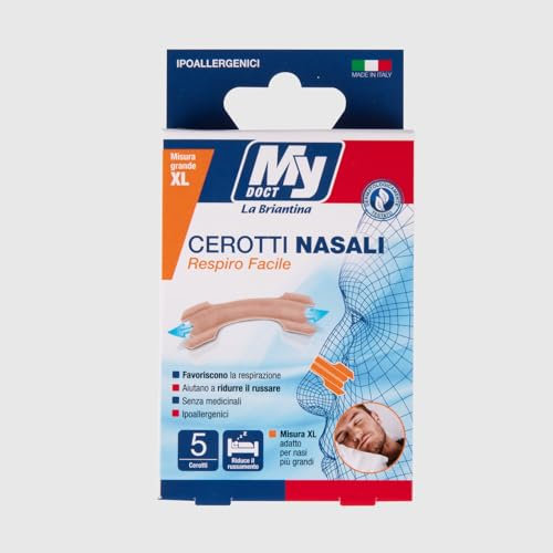 My Doct Cerotti Nasali Respiro Facile, Monoformato Extra Large 6,7x2 cm, Antirussamento - Confezione 5 Pezzi Color Nude