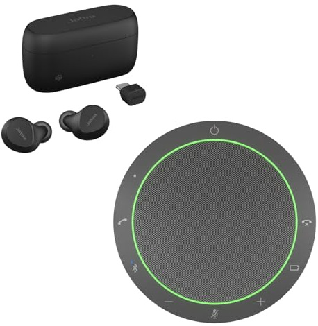 Jabra Evolve2 In-Ear Bluetooth Earbuds - Microsoft Teams Certified Speak2 55 Wireless Speakerphone - Certified for Zoom and Google Meet (bundle)