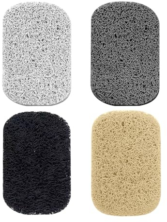BUOKSLLY 4 Portasapone Luffa for Lavabo, Doccia - Non-Slip Soap Dish, Reusable Eco-Friendly, Quick Drying, Perfect for Bathroom, Kitchen, Shower