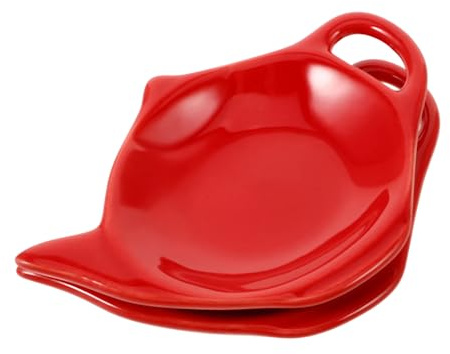 CIYODO Lot de 2 soucoupes pour sachets de thé en forme de petit récipient pour sachets de thé Porte-sachets de thé Bol Distributeur de sachets de thé pour la cuisine Céramique Rouge