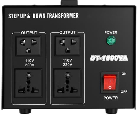Convertidor de voltaje Transformador de núcleo de hierro de 1000 W, 110 V, 220 V, con auto-step-up/step-down con protección contra sobrecarga para diferentes electrodomésticos