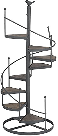 Fdit Support à Plantes, Escalier en Colimaçon, étagère en Fer et en Bois pour Plantes, Chaussures, Rangement de Salle de Bain, 23x56 Cm, Support de Décoration Moderne pour Balcon de