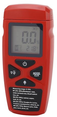 Garosa Humidimètre à Bois à Broche, Testeur d'humidité Numérique avec écran LCD rétroéclairé pour Bois de Chauffage, Matériaux de Construction, 4 Plages de Mesure, Matériau ABS