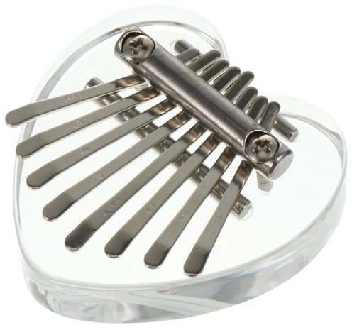 HIAKDOFT Mini Piano de Pulgar Kalimba de 8 Teclas Cristal Diseño de Corazón, Instrumento Musical Pequeño para Principiantes, Portátil para Uso en Cualquier Lugar y Ocasión