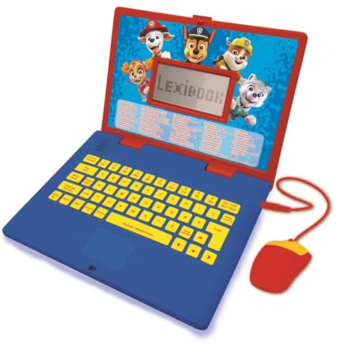 Lexibook Paw Patrol - Zweisprachiger Laptop für Bildungszwecke Englisch und Deutsch, 124 Aktivitäten, Mathematik, Logik, Musik, Uhr, Spiele -Kinderspielzeug (Mädchen & Jungen) - JC598PAi3LXB