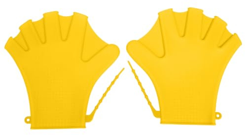 Genérico Paletas de Natación Ajustables de Silicona Amarillas, Guantes de Agua para Fitness Acuático y Buceo, Suministros Resistentes para Adultos, Entrenamiento y Protección de Manos