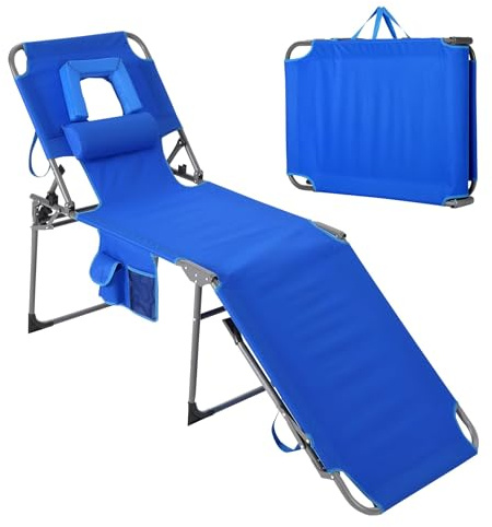 Garvee Chaise Longue Pliante pour Bronzage, Dossier 5 Positions Réglable