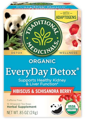 Traditional Medicinals Tea, Organic Everyday Detox Schisandra Berry, Supports Healthy Liver Function, Detox, 16 Tea Bags