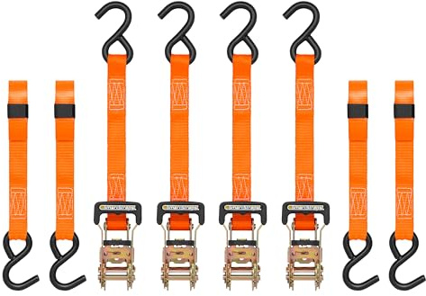 SmartStraps 10-Foot Ratchet Straps (4pk) – 3,000 lbs Break Strength – 1,000 lbs Safe Work Load Haul Heavier Loads Like Motorcycles, Boats and Large Appliances – Heavy-Duty Padded Tie-Downs