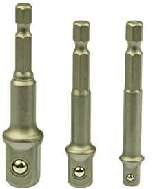 Red Tools Stecknuss-Adapter 3 tlg. - 1/2 Zoll - 3/8 Zoll - 1/4 Zoll - Steckschlüssel-Aufsätze - für Akkuschrauber, Bohrmaschine - Steckschlüssel-Nüsse - Bithalter