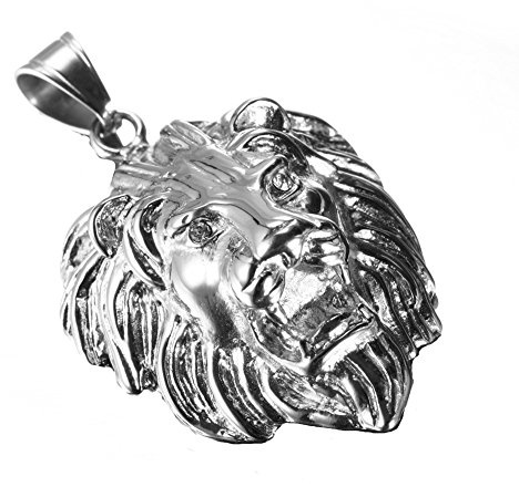 PAURO Homme Acier Inoxydable Hanche Houblon Diamant Lion Pendentif Collier