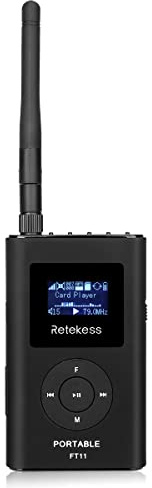 Retekess FT11 FM Transmitter,Portable FM Broadcast Transmitter for Church with Microphone, Rechargeable FM Radio Stereo Station for Drive-in Movie,Parking Lot,Support TF Card AUX Input