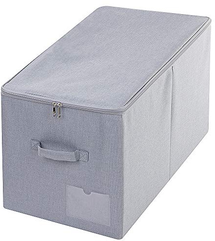 iwill CREATE PRO Gran cesta de almacenamiento con tapa - Caja de almacenamiento plegable de tela con asas (Gris claro, una unidad)