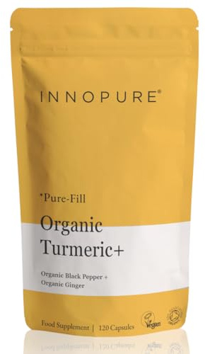 INNOPURE Organic Turmeric with Black Pepper & Ginger (No Fillers or Binders) Pure-Fill Supplement, High Strength - Soil Association and Vegan Certified, UK Made - 120 Capsules