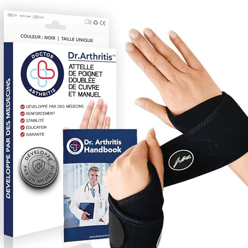 Dr. Arthritis Von Ärzten Entworfen, Leichte Handgelenk Bandagen, Sehnenscheidenentzündung Handgelenkstütze und Handgelenkbandage, Karpaltunnel Schiene, Handbandage Rechts und Links, 1 Paar, Schwarz