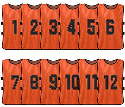 12 Stück Fußball Scrimmage Trainingswesten Shirt Home Alternate Player Jersey Lätzchen Markierungshemden Trainingsleibchen Basketball Football Für Teamsportbedarf - Fußballtraining