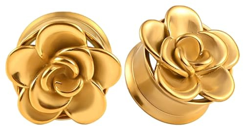 Wycian Tunnel Set 6 mm Guld 2G Hänge Rostfritt Stål Blomma För Alla Hjärtans Dag Rostfritt Stål Tunnel Set 2 Smycken Gåva Ingen Ädelsten