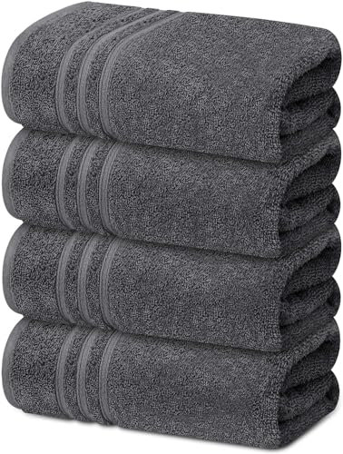 4 X Large Bath Towels 100% Egyptian Cotton High Absorbent 500 GSM Hotel Quality Jumbo Bath Towel Set (4, Charcoal Grey)