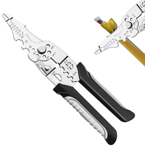 Herramienta de alicates de alambre multifuncional, pinza cortacables multifuncional para pelar y crimpar,Herramienta profesional de pelado de cables - Pinza de electricista de acero inoxidable, mango
