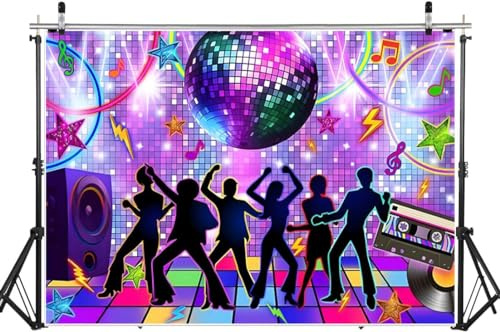 Shamoparty Toile de fond en vinyle, motif disco, 90, 5 x 3,2 m, M005-K, fêtes