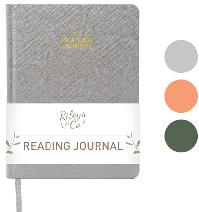 Rileys & Co. Grå bokjournal - Läsdagbok & Bokrecensionsdagbok | Bokjournal läsningslogg och läsjournaler för bokspårning med granskningsavsnitt