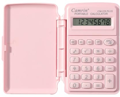 Mini Calculators With Lid, Small Pocket Calculator Basic Calculator, Students Desktop Calculators, with Button Battery, for Home Office School (Pink)