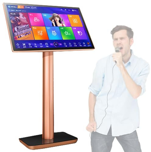 Professionellt karaoke-system, 22 tum 4K högupplöst kapacitiv pekskärm karaokeutrustning, 27 språk, 2 TB hårddisk, KTV karaokespelare för bar hemmafest svart