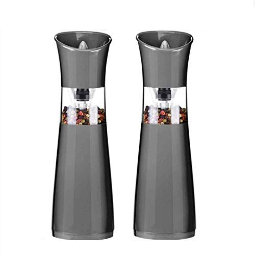 TONZN Electric Pepper Grinder 2 Pack Salt and Pepper Shakers - Pepper Grinder Set Refillable, Coarse Adjustable Pepper Grinder Salt Shaker
