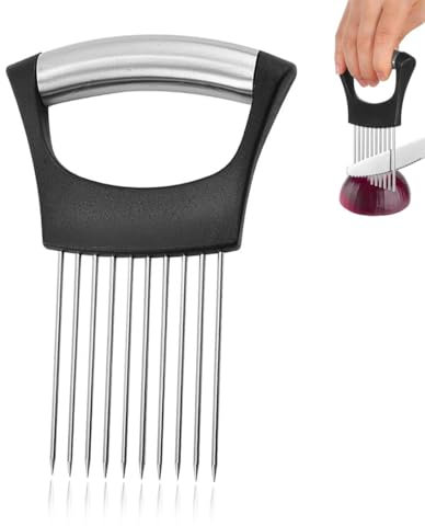 HABNI Coupe-Oignon en Acier Inoxydable, Fourchette à Oignon, trancheur Universel de Fruits et légumes, Aiguille à Viande, Noir 14.2 * 9.5cm