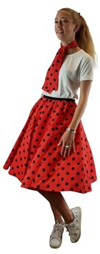 Gonna e sciarpa da donna a pois, con elastico in vita, gonna a cerchio intero, multicolore