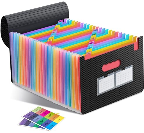 Trieur A4 25 Compartiments, Porte Documents Extensible, Organiseur de Documents avec Étiquettes, Pochette de Classement A4, Dossier Accordéon Grande Capacité pour le bureau, l'école et les archives