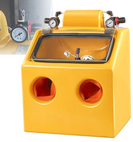 Sand Blaster Cabinet, Heavy Duty Wet and Dry Sandblaster, Abrasive Bead Grit Blaster Sandblaster, Bench Top Blaster with Lighting, Stable Air Pressure, Two-Hand Operations, for Parts Processing