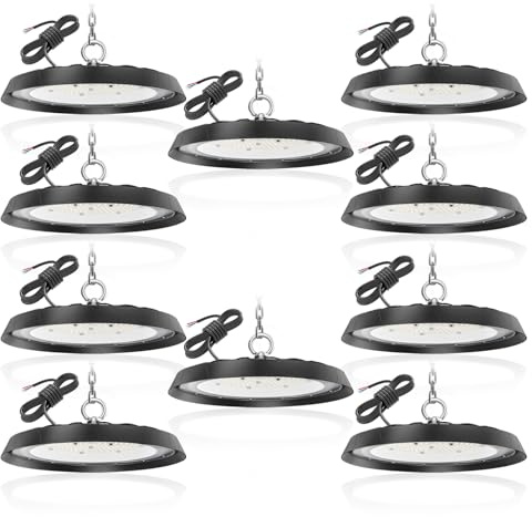 10PCS Lámpara LED Industrial UFO 300W, 30000LM Alta Bahía para Talleres