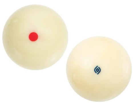 TEMPNAP 2 pièces Billes Blanches de Billard Résistantes à Usure Lot de Balle de Remplacement Professionnelle avec Points Rouges pour Entraînement et Jeu de Loisir
