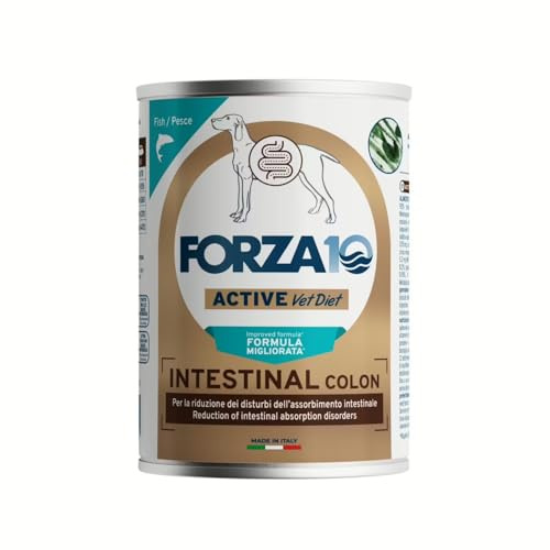 Forza 10 Umido Cane Intestinal Colon, Alimento Completo Dietetico per Cani, Gusto Pesce, 3 Scatolette da 390g