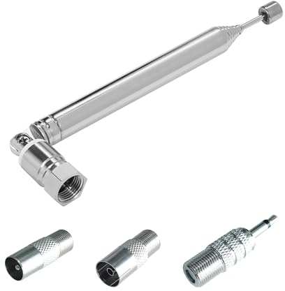 TechniSat DAB+/FM-teleskop stavantenn – passiv rumsantenn, skruvbar antenn med F-kontakt för radio, stereo, radiomotare, AV-mottagare, förstärkare, hifi-mottagare, silver